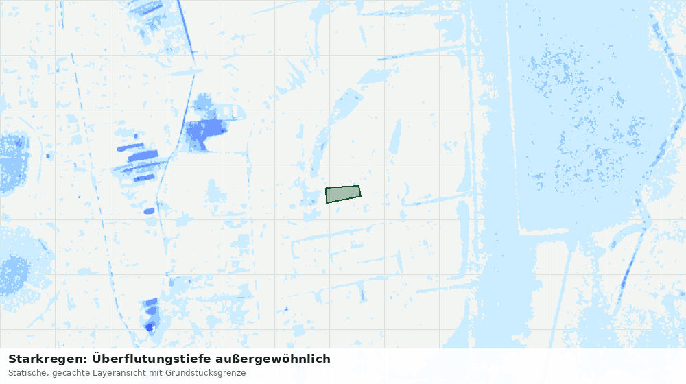 Statische Kartenansicht: Starkregen: Überflutungstiefe außergewöhnlich
