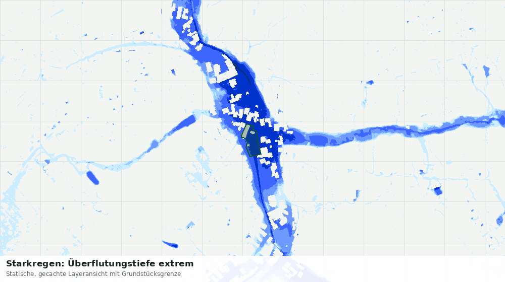 Statische Kartenansicht: Starkregen: Überflutungstiefe extrem