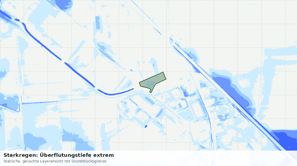Statische Kartenansicht: Starkregen: Überflutungstiefe extrem