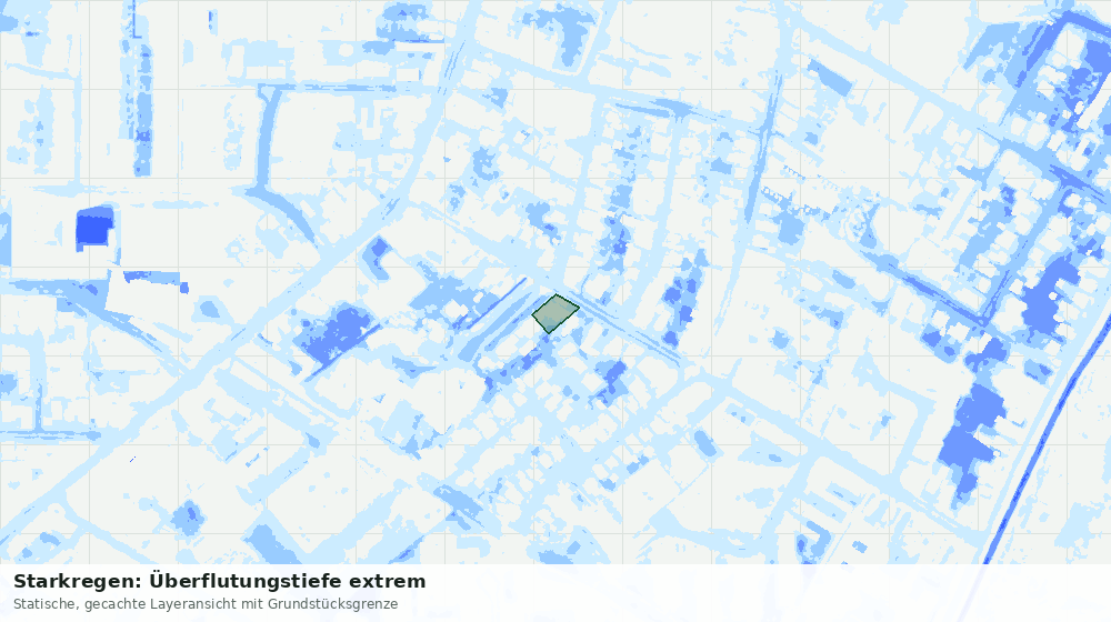 Statische Kartenansicht: Starkregen: Überflutungstiefe extrem