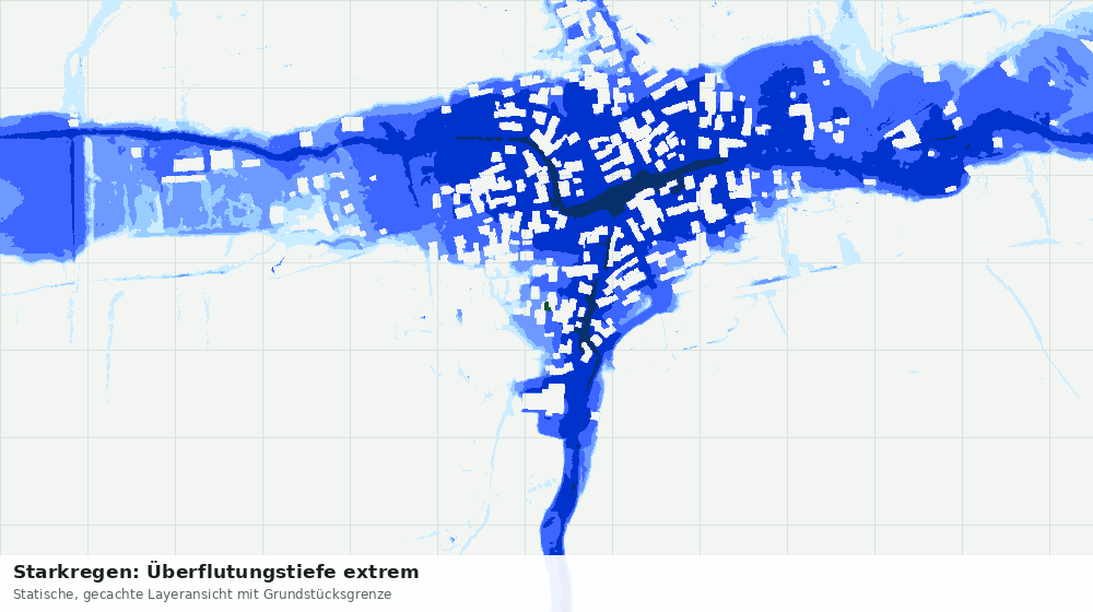 Statische Kartenansicht: Starkregen: Überflutungstiefe extrem