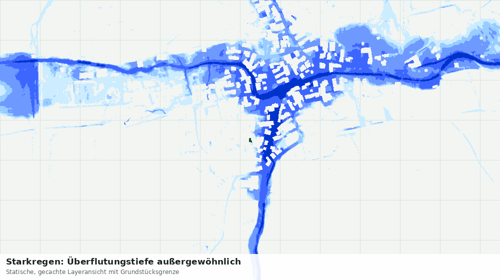 Statische Kartenansicht: Starkregen: Überflutungstiefe außergewöhnlich