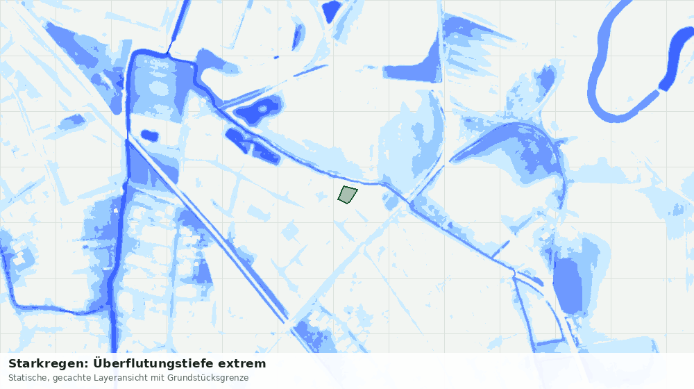 Statische Kartenansicht: Starkregen: Überflutungstiefe extrem