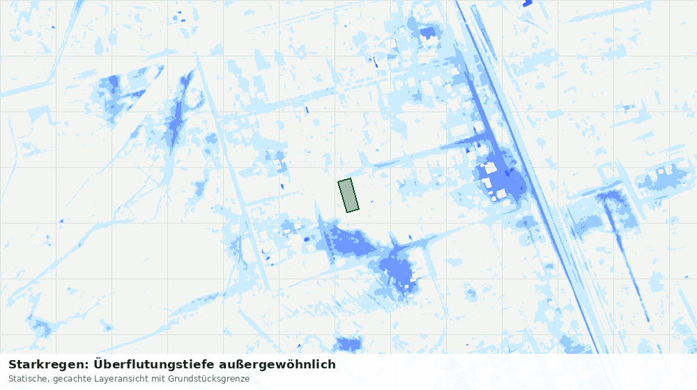 Statische Kartenansicht: Starkregen: Überflutungstiefe außergewöhnlich