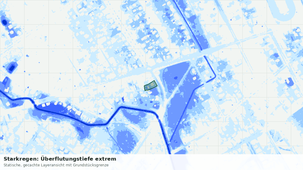 Statische Kartenansicht: Starkregen: Überflutungstiefe extrem