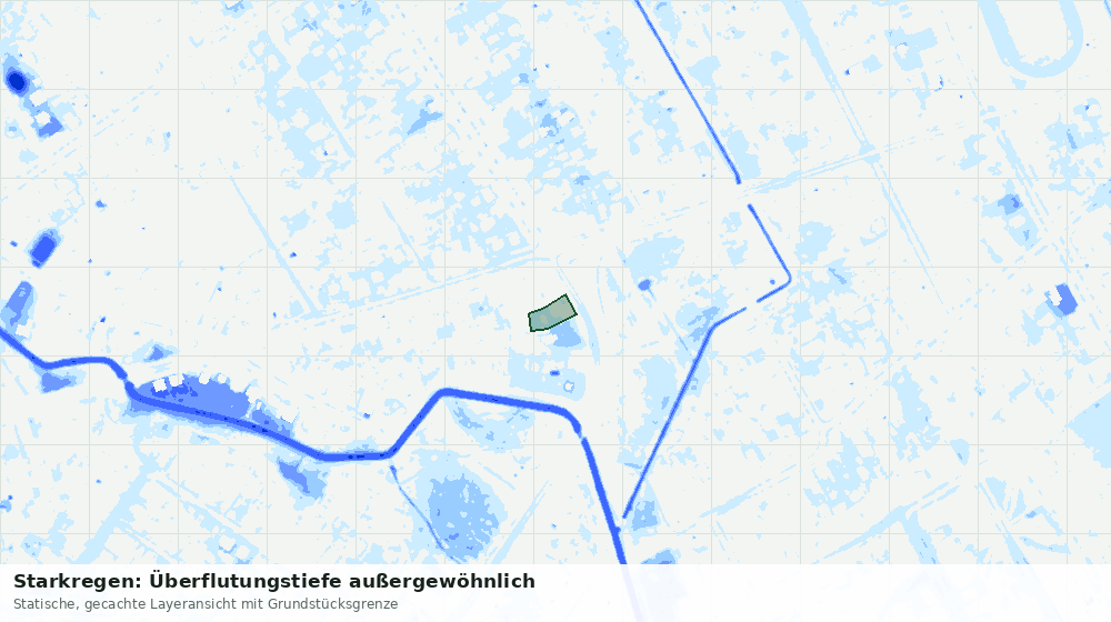 Statische Kartenansicht: Starkregen: Überflutungstiefe außergewöhnlich