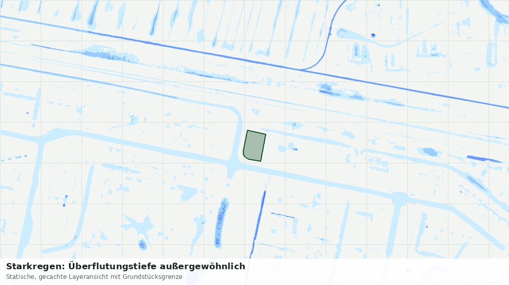 Statische Kartenansicht: Starkregen: Überflutungstiefe außergewöhnlich