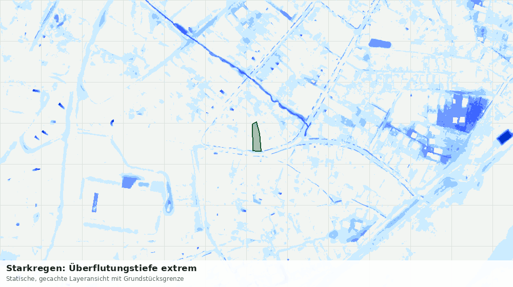 Statische Kartenansicht: Starkregen: Überflutungstiefe extrem