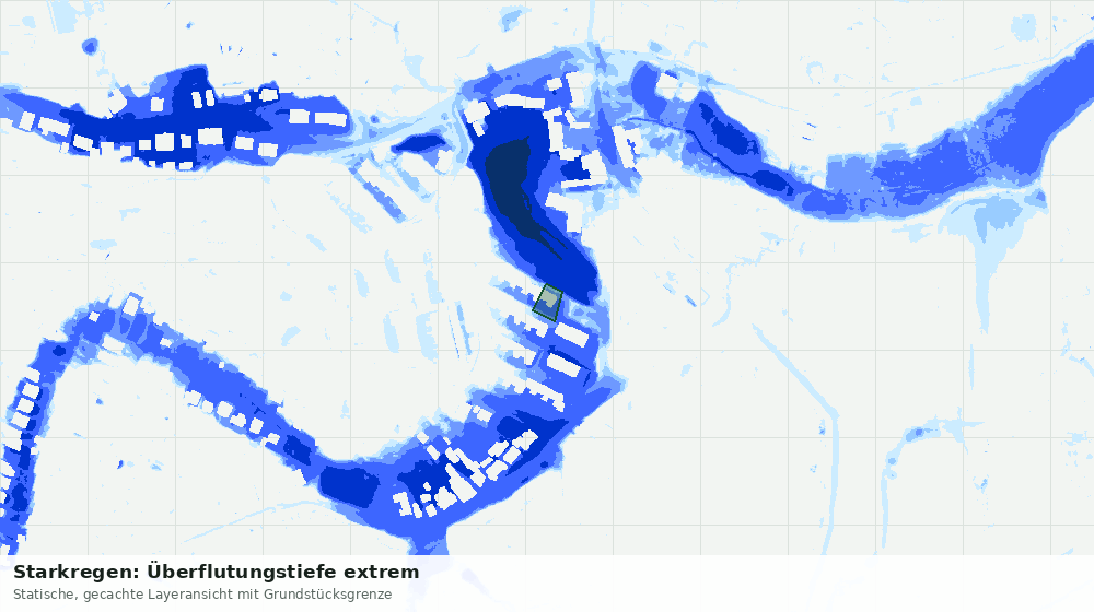 Statische Kartenansicht: Starkregen: Überflutungstiefe extrem
