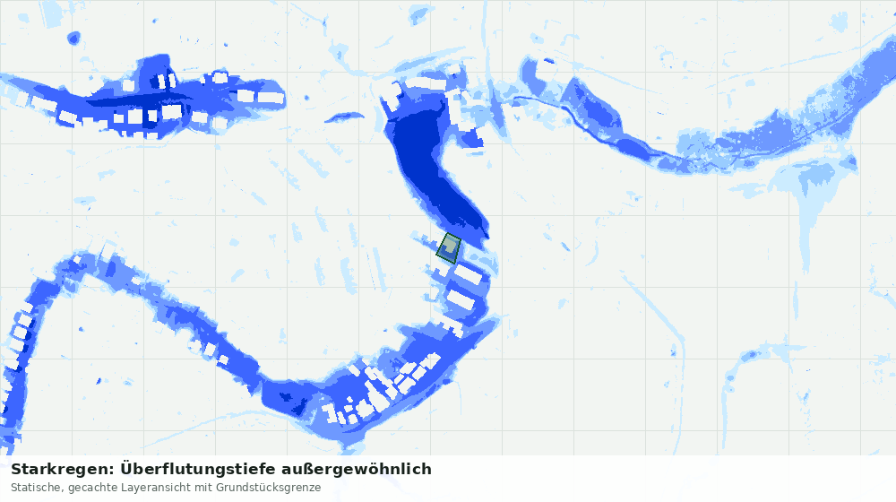 Statische Kartenansicht: Starkregen: Überflutungstiefe außergewöhnlich