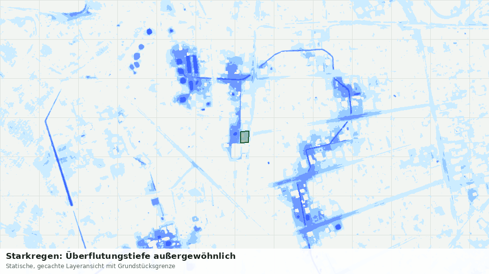 Statische Kartenansicht: Starkregen: Überflutungstiefe außergewöhnlich