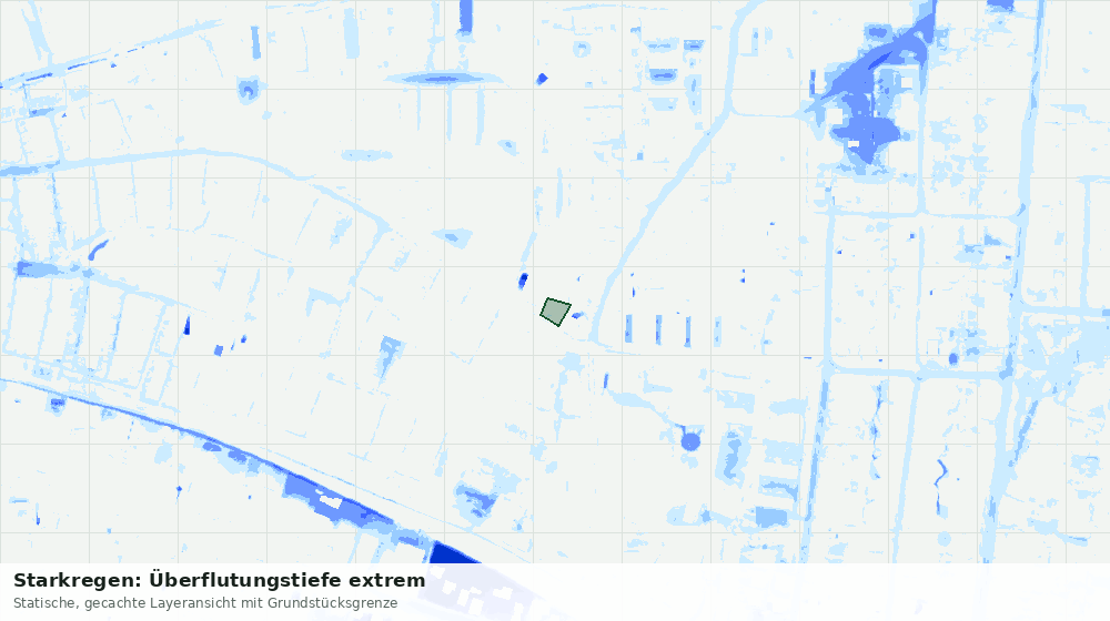 Statische Kartenansicht: Starkregen: Überflutungstiefe extrem