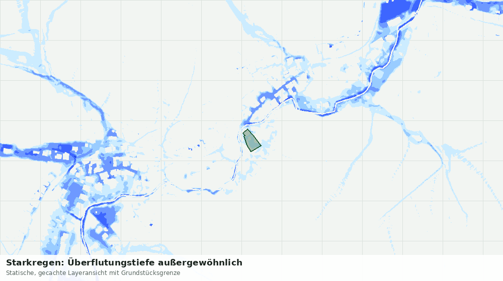 Statische Kartenansicht: Starkregen: Überflutungstiefe außergewöhnlich