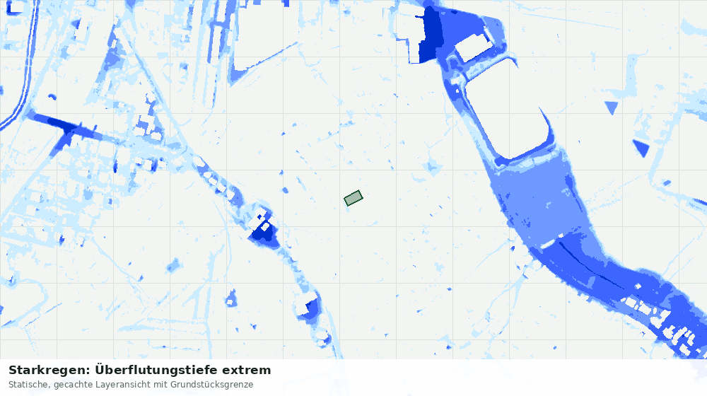 Statische Kartenansicht: Starkregen: Überflutungstiefe extrem