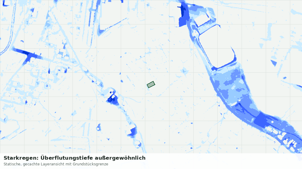 Statische Kartenansicht: Starkregen: Überflutungstiefe außergewöhnlich