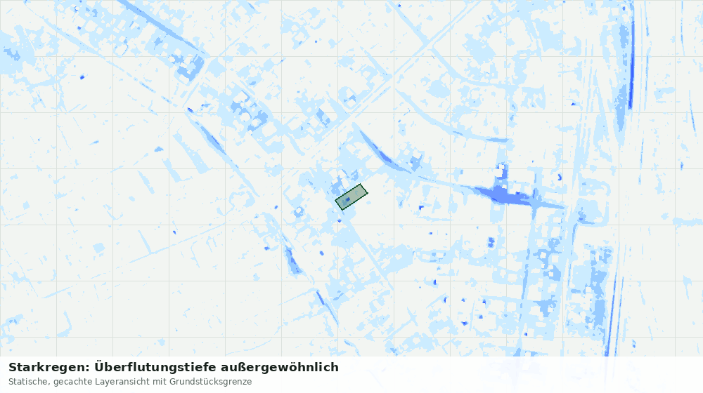 Statische Kartenansicht: Starkregen: Überflutungstiefe außergewöhnlich
