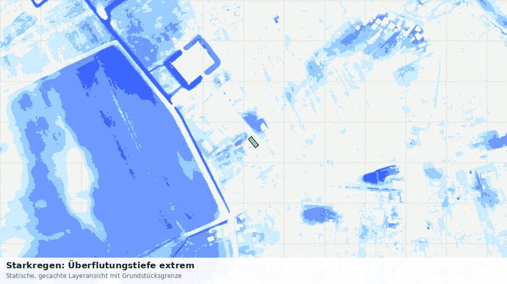 Statische Kartenansicht: Starkregen: Überflutungstiefe extrem