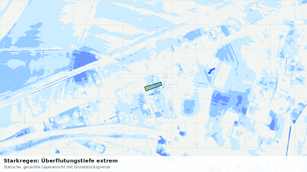 Statische Kartenansicht: Starkregen: Überflutungstiefe extrem