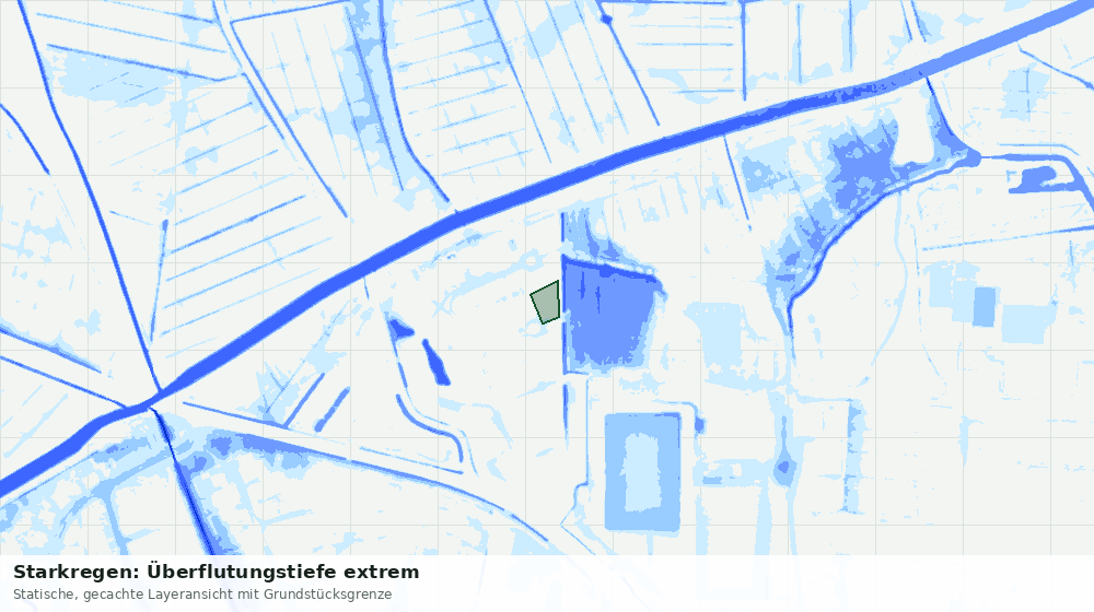 Statische Kartenansicht: Starkregen: Überflutungstiefe extrem