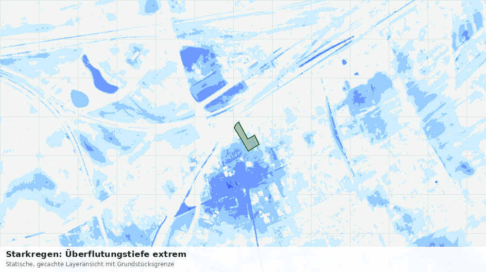 Statische Kartenansicht: Starkregen: Überflutungstiefe extrem