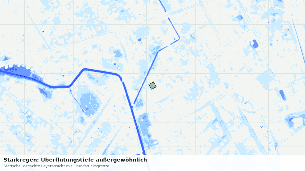 Statische Kartenansicht: Starkregen: Überflutungstiefe außergewöhnlich