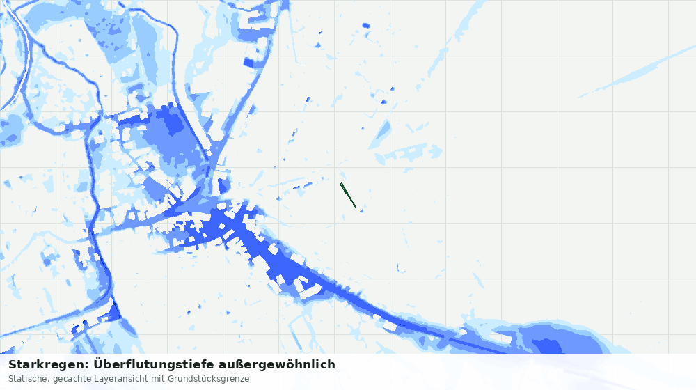 Statische Kartenansicht: Starkregen: Überflutungstiefe außergewöhnlich