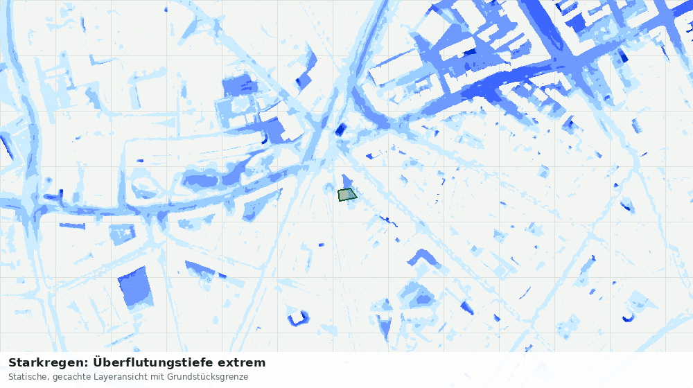 Statische Kartenansicht: Starkregen: Überflutungstiefe extrem