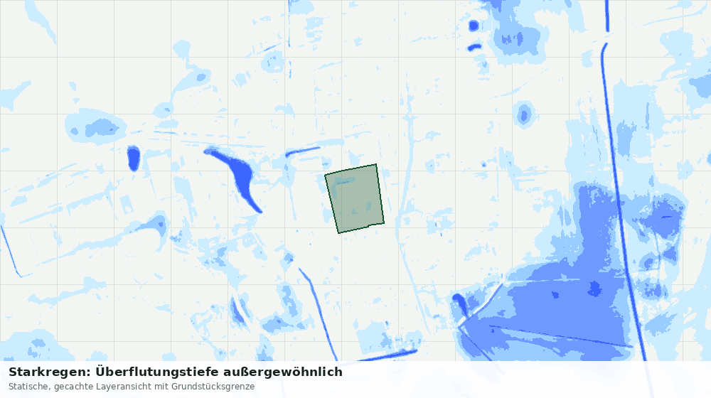 Statische Kartenansicht: Starkregen: Überflutungstiefe außergewöhnlich