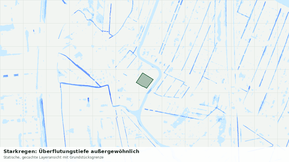 Statische Kartenansicht: Starkregen: Überflutungstiefe außergewöhnlich