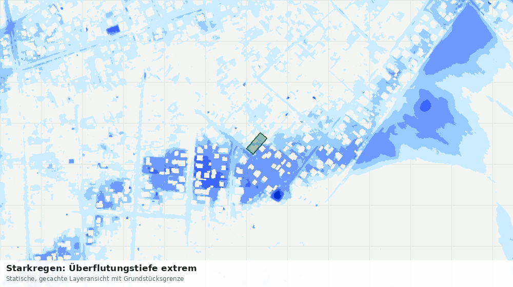 Statische Kartenansicht: Starkregen: Überflutungstiefe extrem
