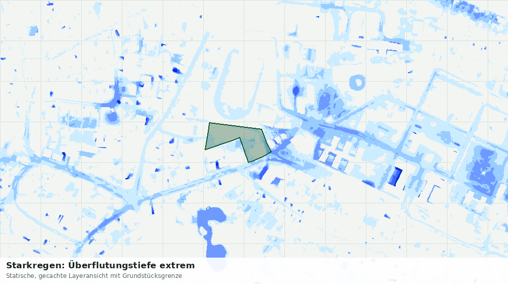 Statische Kartenansicht: Starkregen: Überflutungstiefe extrem