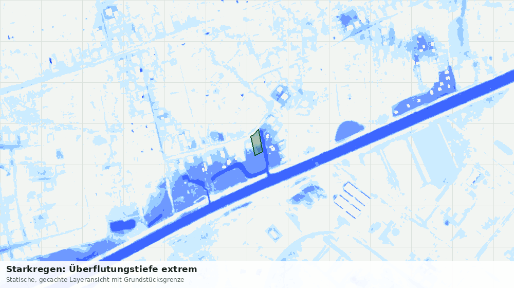 Statische Kartenansicht: Starkregen: Überflutungstiefe extrem