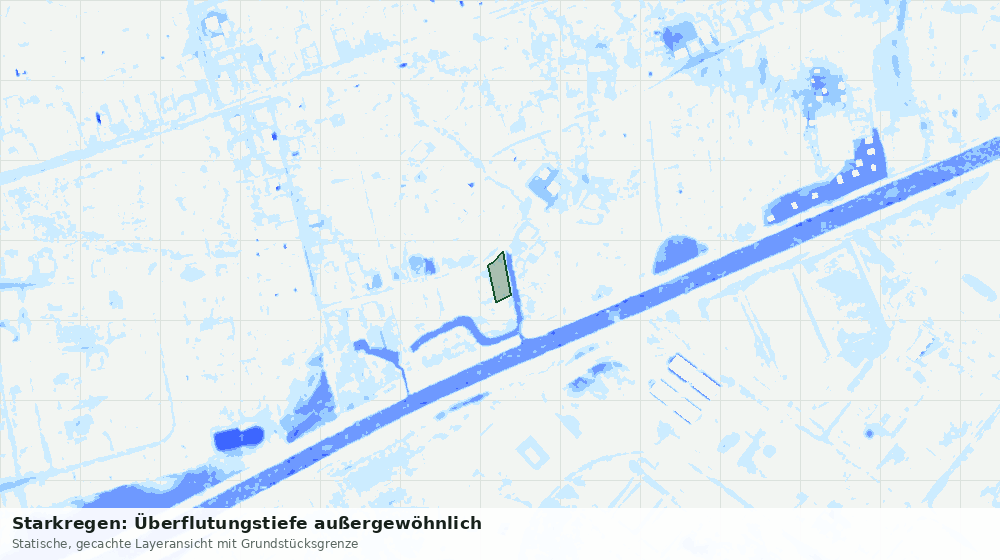Statische Kartenansicht: Starkregen: Überflutungstiefe außergewöhnlich