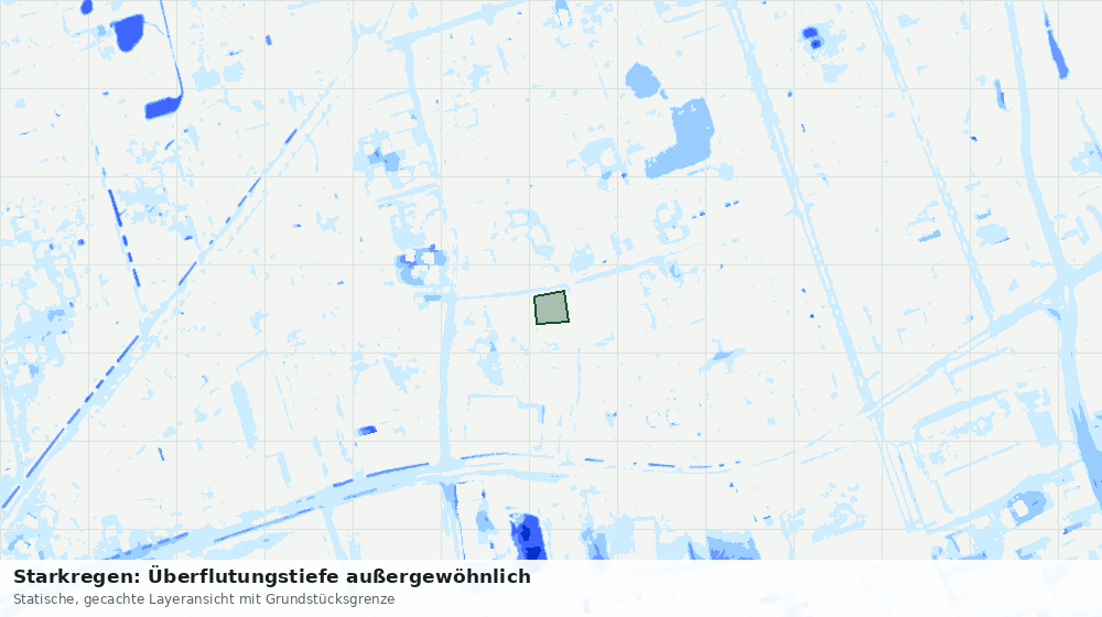 Statische Kartenansicht: Starkregen: Überflutungstiefe außergewöhnlich