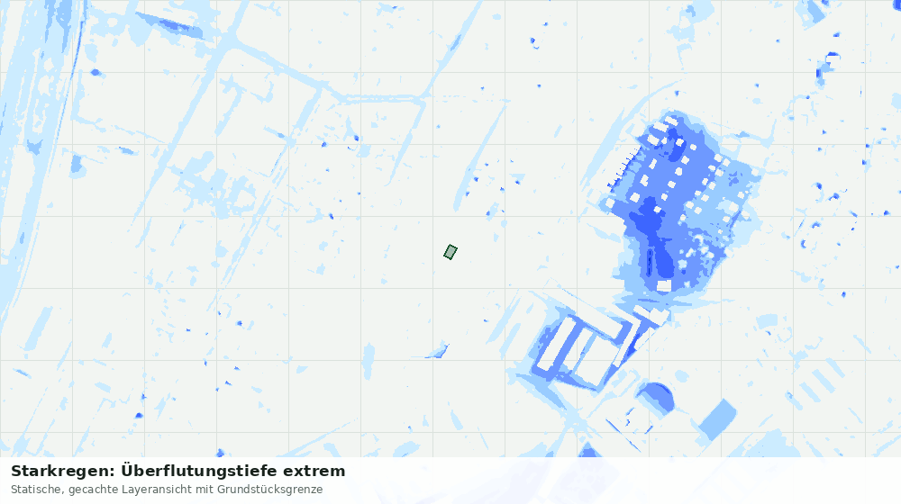 Statische Kartenansicht: Starkregen: Überflutungstiefe extrem