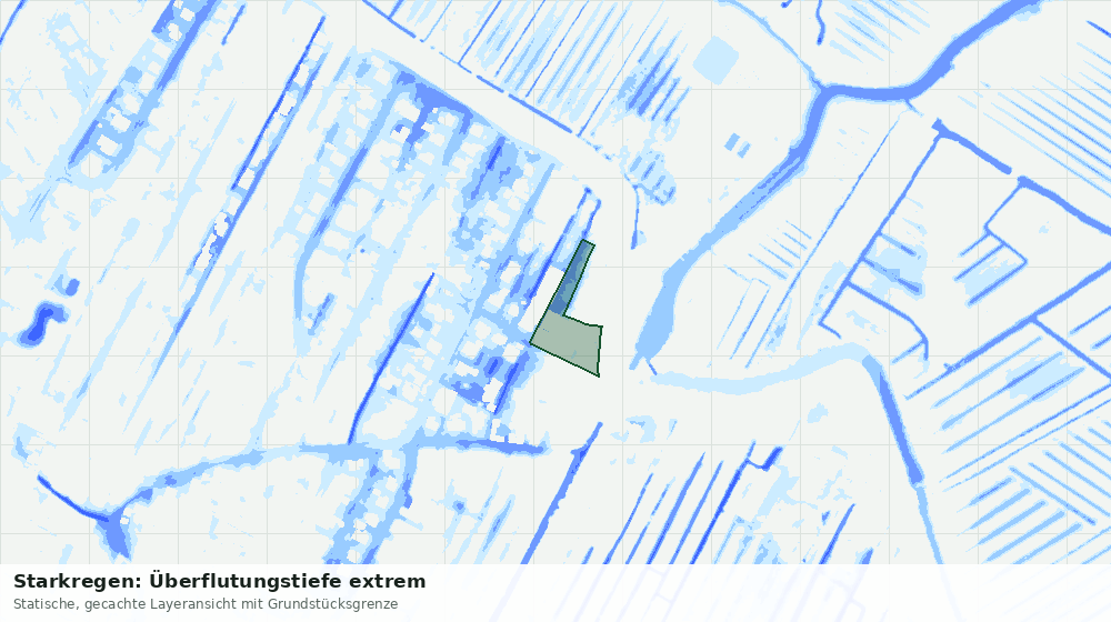 Statische Kartenansicht: Starkregen: Überflutungstiefe extrem