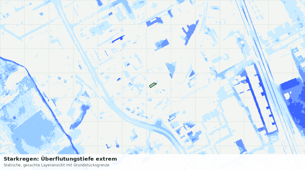 Statische Kartenansicht: Starkregen: Überflutungstiefe extrem