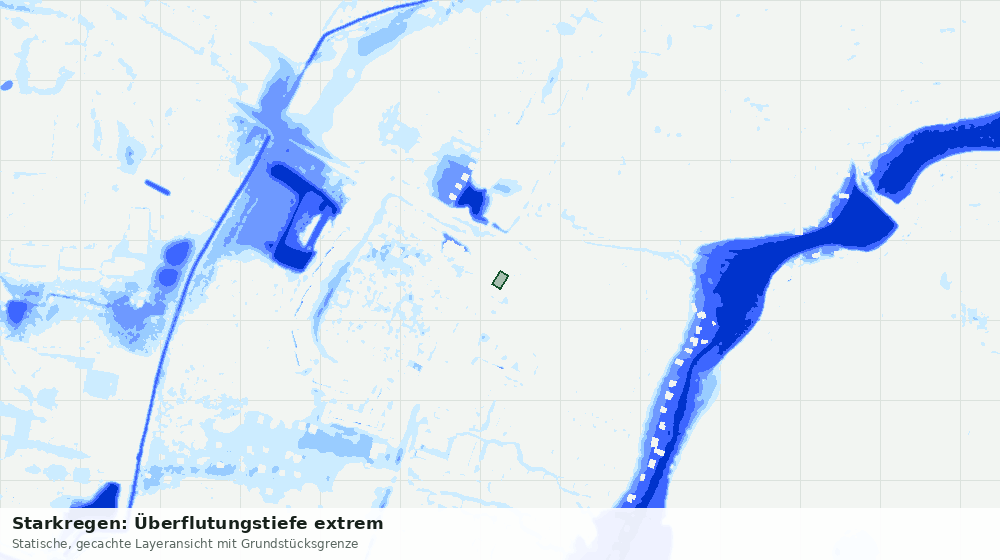 Statische Kartenansicht: Starkregen: Überflutungstiefe extrem