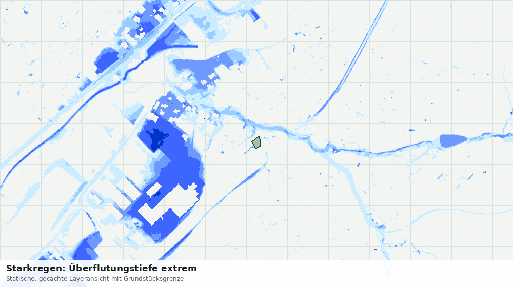 Statische Kartenansicht: Starkregen: Überflutungstiefe extrem