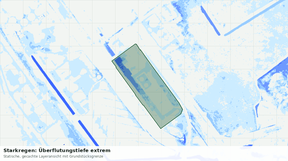 Statische Kartenansicht: Starkregen: Überflutungstiefe extrem