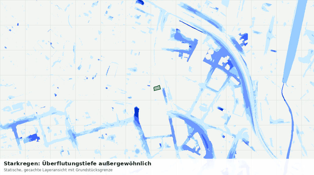 Statische Kartenansicht: Starkregen: Überflutungstiefe außergewöhnlich