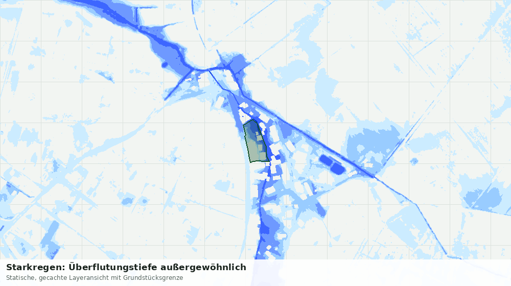Statische Kartenansicht: Starkregen: Überflutungstiefe außergewöhnlich