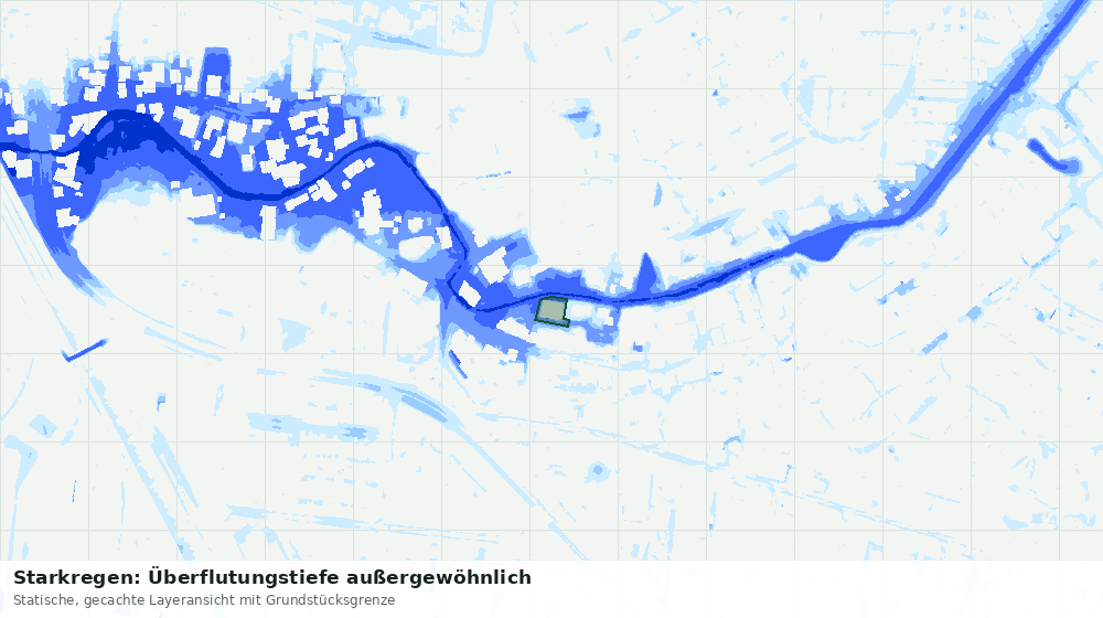 Statische Kartenansicht: Starkregen: Überflutungstiefe außergewöhnlich