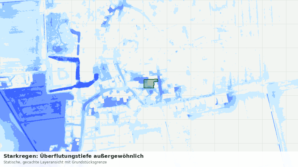 Statische Kartenansicht: Starkregen: Überflutungstiefe außergewöhnlich