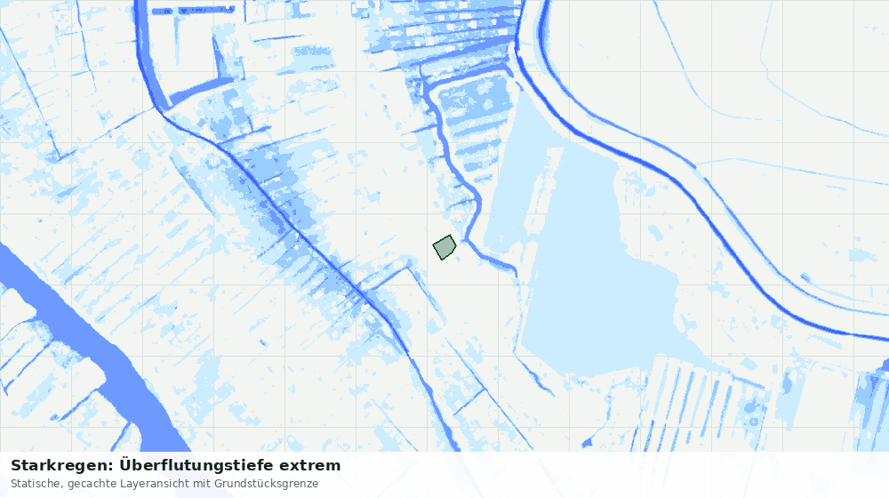 Statische Kartenansicht: Starkregen: Überflutungstiefe extrem