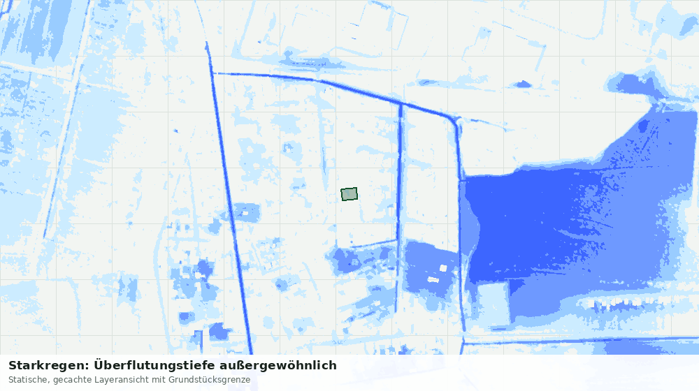 Statische Kartenansicht: Starkregen: Überflutungstiefe außergewöhnlich