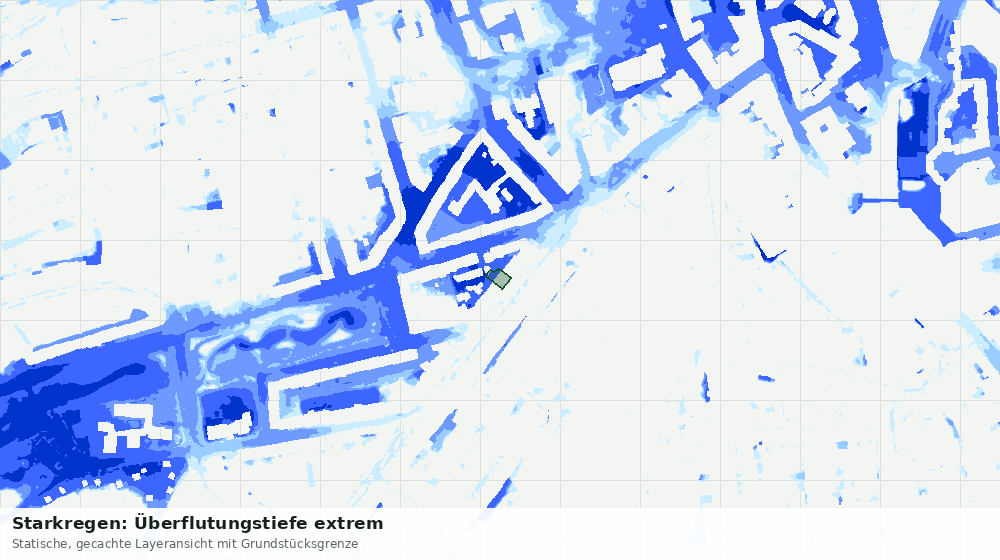 Statische Kartenansicht: Starkregen: Überflutungstiefe extrem