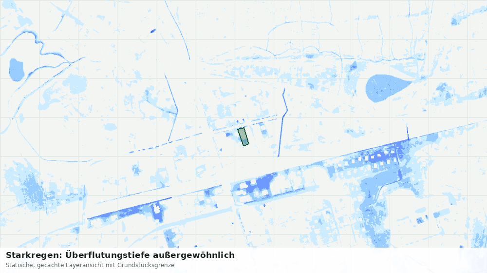 Statische Kartenansicht: Starkregen: Überflutungstiefe außergewöhnlich