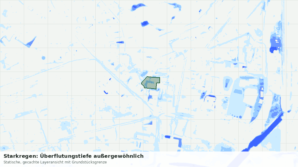 Statische Kartenansicht: Starkregen: Überflutungstiefe außergewöhnlich