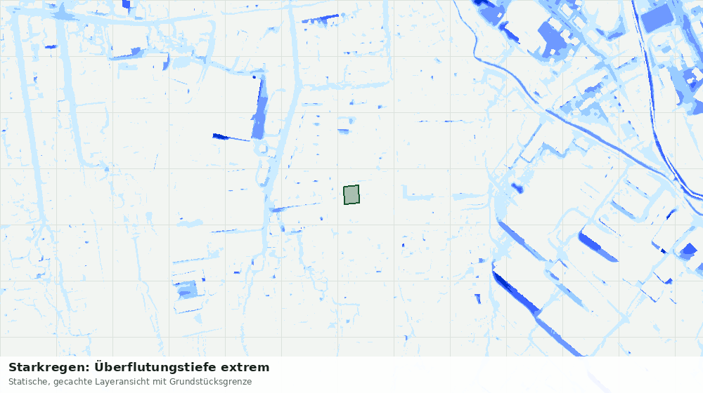 Statische Kartenansicht: Starkregen: Überflutungstiefe extrem